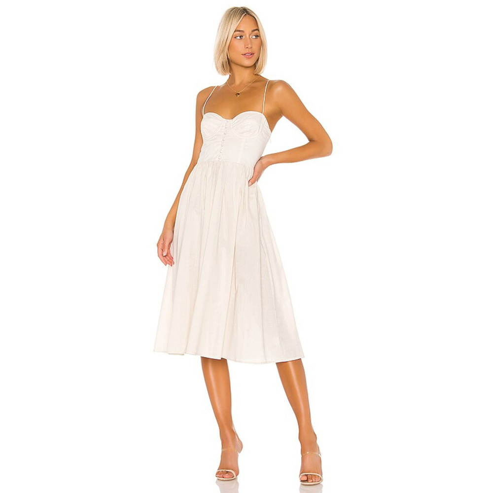 Women's L'Academie Midi Dress S Beige Cotton